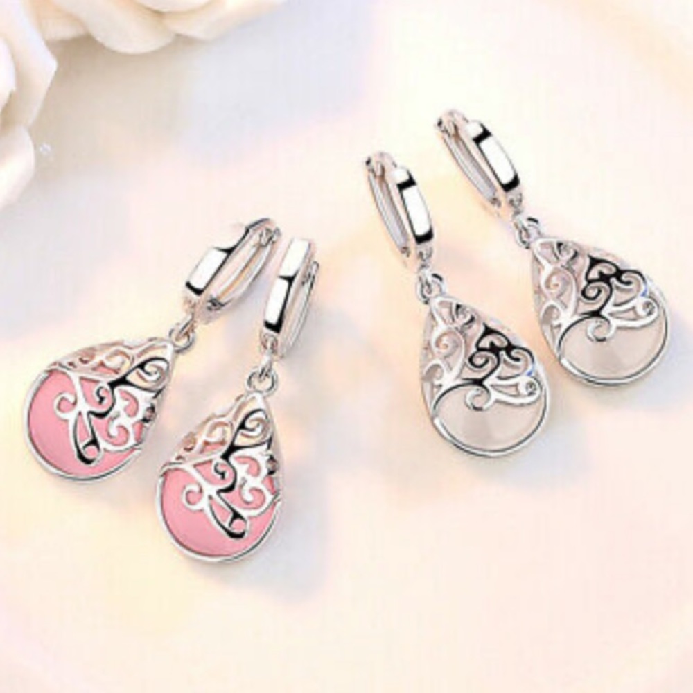 NEW 925 Silver Drop Earrings Moonstone A Pair/Set - Picture 4 of 4